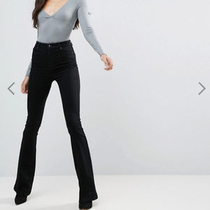 ASOS high rise Tall  bell flare jeans Black  28/36